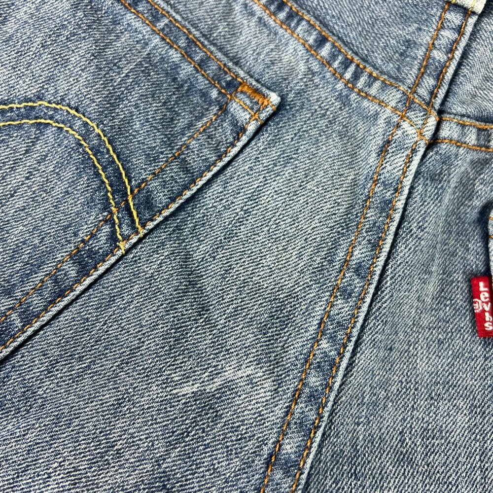 Levi's Jean Short Women 28 501 High Rise Blue Whisker Cut Off Cotton Denim Jorts - Picture 2 of 16